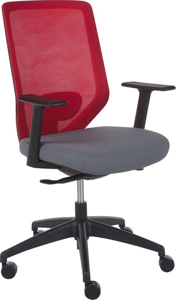 BELIANI Bürostuhl Rot u. Grau aus Stoff Höhenverstellbar Drehbar Wipp Funktion Modernes Design Schreibtischstuhl Drehstuhl für Home Office Büro