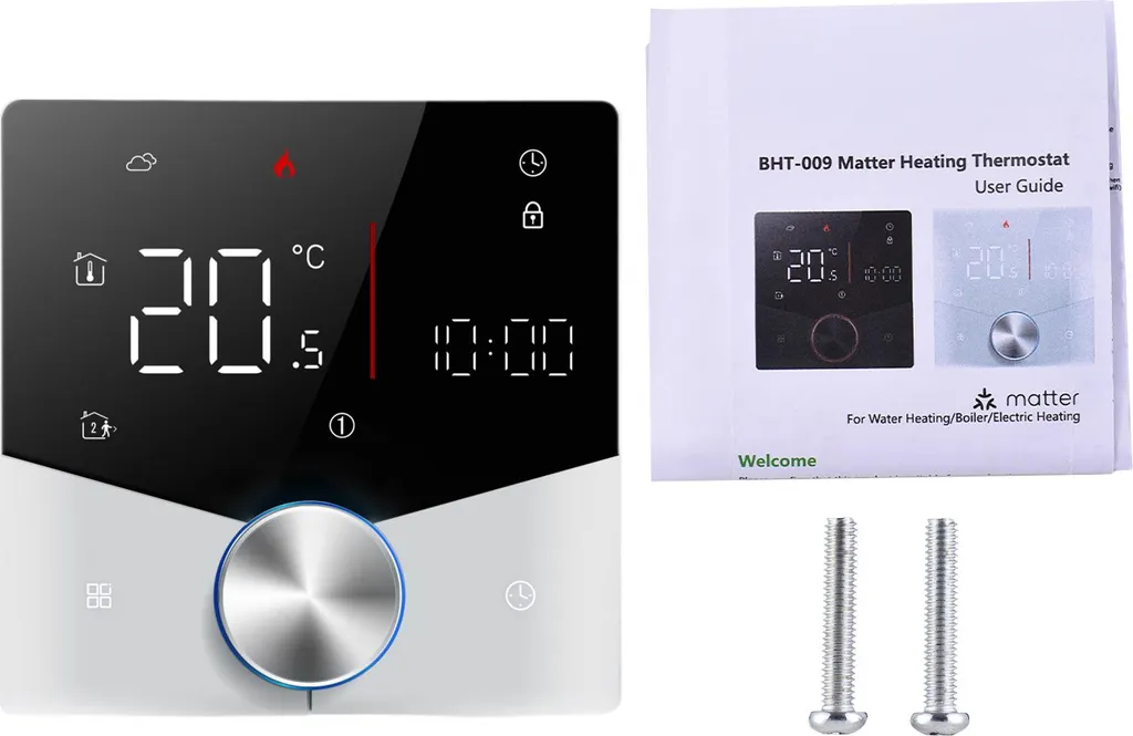 Thermostat sans fil Matter avec écran tactile LED couleur pour maison