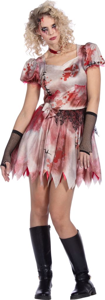 Blutiges Voodoo Puppen Kostüm Gr. 34-48 - Halloween Kleid Gr. 42/44