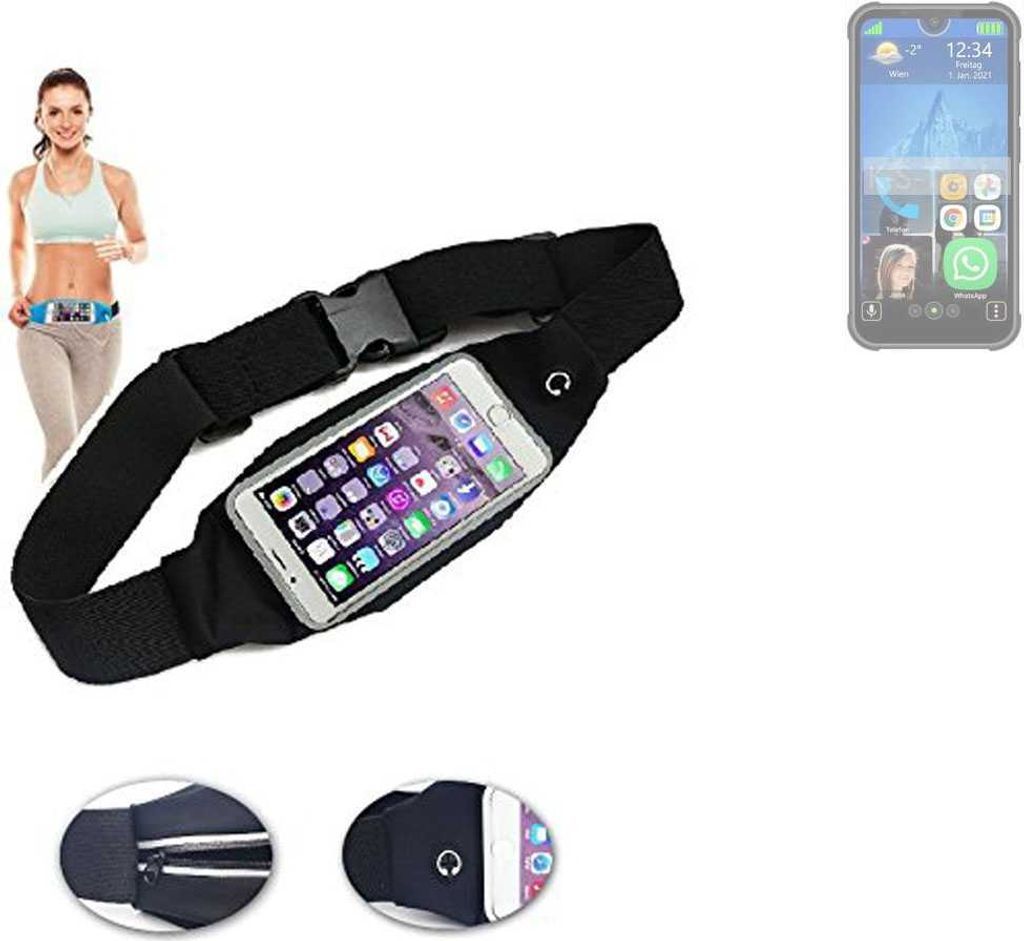 K-S-Trade Jogging-Armband kompatibel mit Bea-fon MX1 Gürteltasche Umhängetasche Bauchtasche schwarz Sport Running Jogging Fitness Laufen Exercise