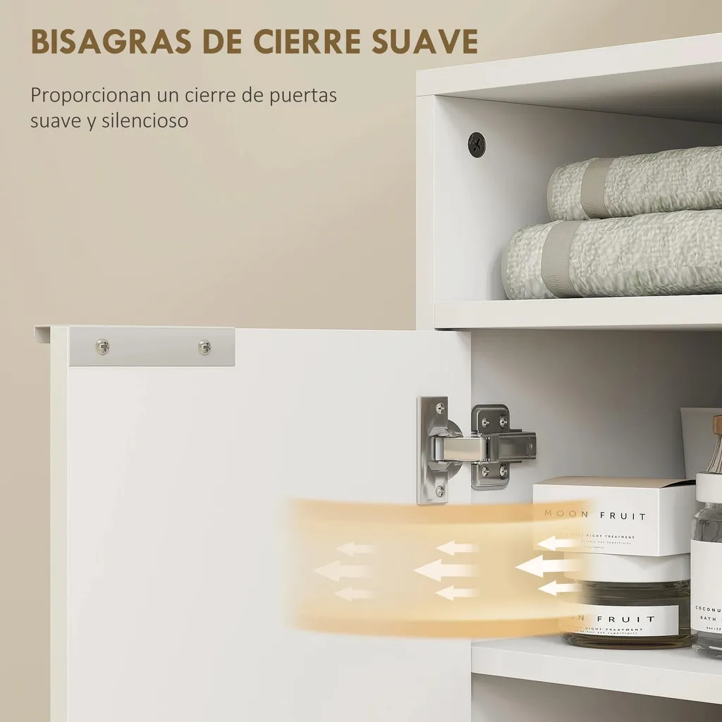 Meuble vasque à portes striées blanches avec compartiment de rangement