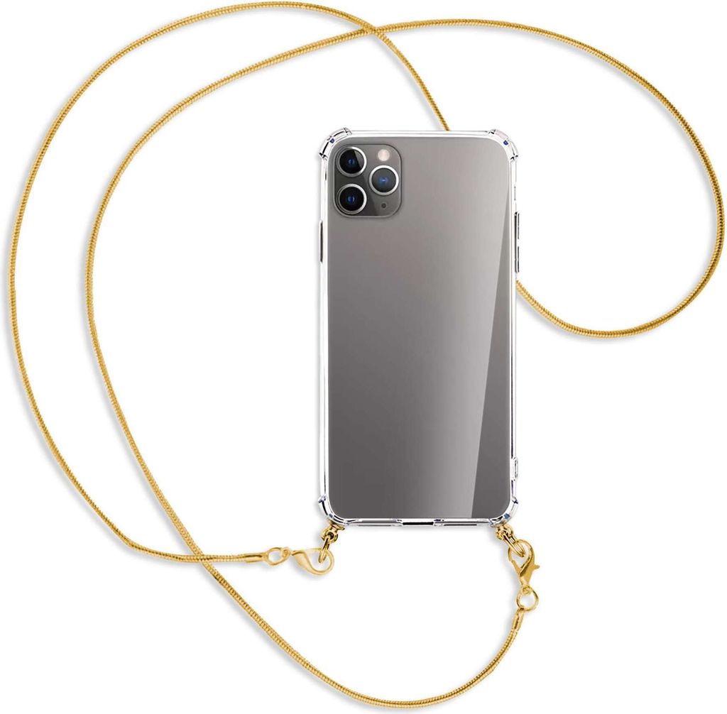 Handykette Backcover-Schutzhülle mit Band (Metall goldfarben) für Apple iPhone 11 Pro Max - goldfarbene Kette Snake