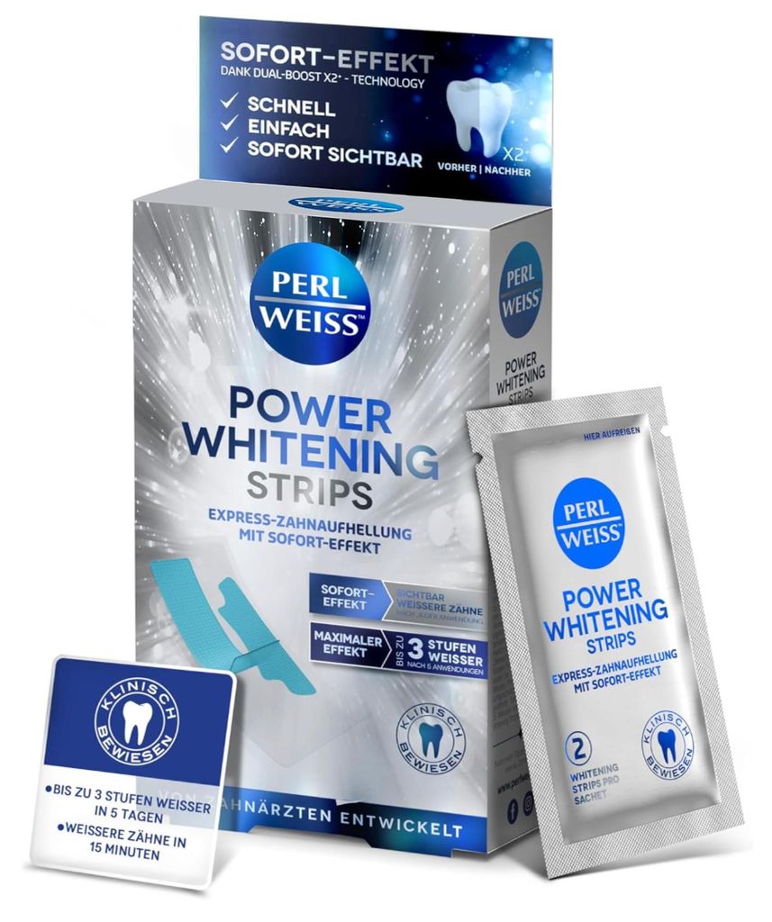 Perlweiss Power Whitening Strips - Zahnschmelzschonendes Produktbild 