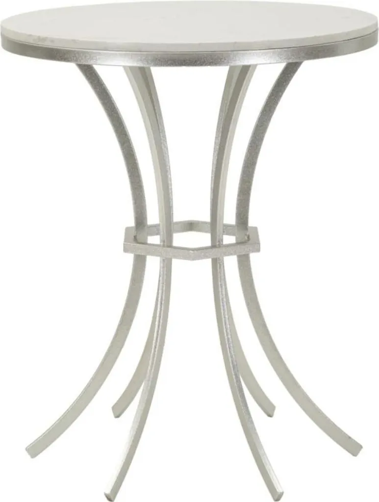 Table d'Appoint Stable Argentée : Solution Gain de Place en Marbre Blanc