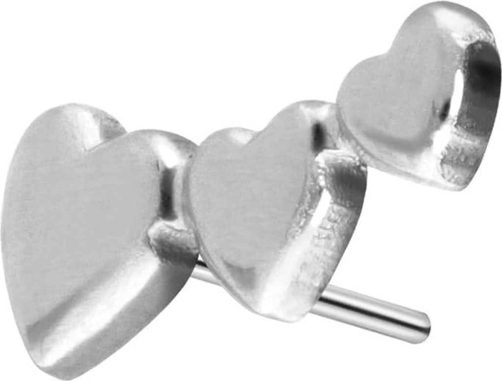 Piercing-Zubehör Titan Aufsatz mit Push Pin 3 HERZEN