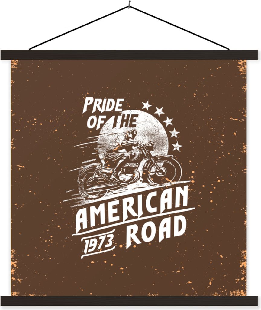 MuchoWow Textilposter Jahrgang - Motorrad - Design 60x60 cm mit schwarzem Rahmen - Posteraufhänger