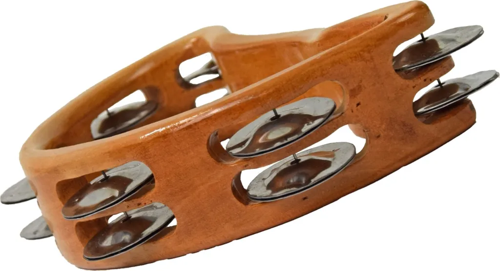 Tambourin en bois avec cymbalettes - Couronne de percussions rythmique