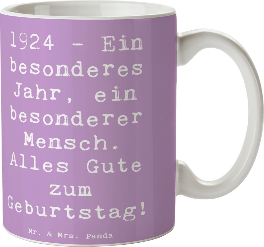Mr. & Mrs. Panda haferl Spruch 1924 Geburtstag - Lavendeltraum - Geschenk, Glückwunsch, kaffeebecher keramik, besonderes Jahr, Geburtstagsgeschenk...
