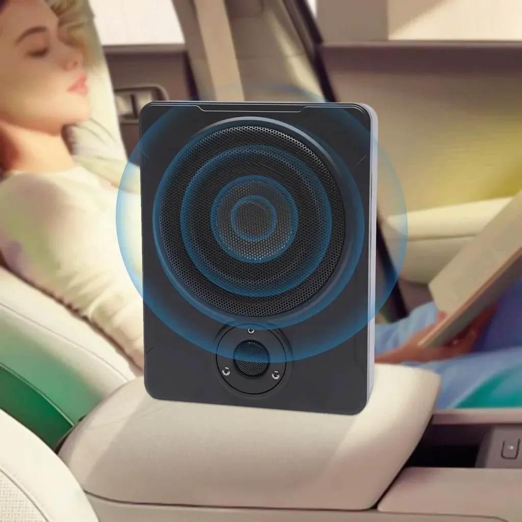 Subwoofer Actif sous Siège 20cm 200W RMS - Caisson de Basse Slim Noir