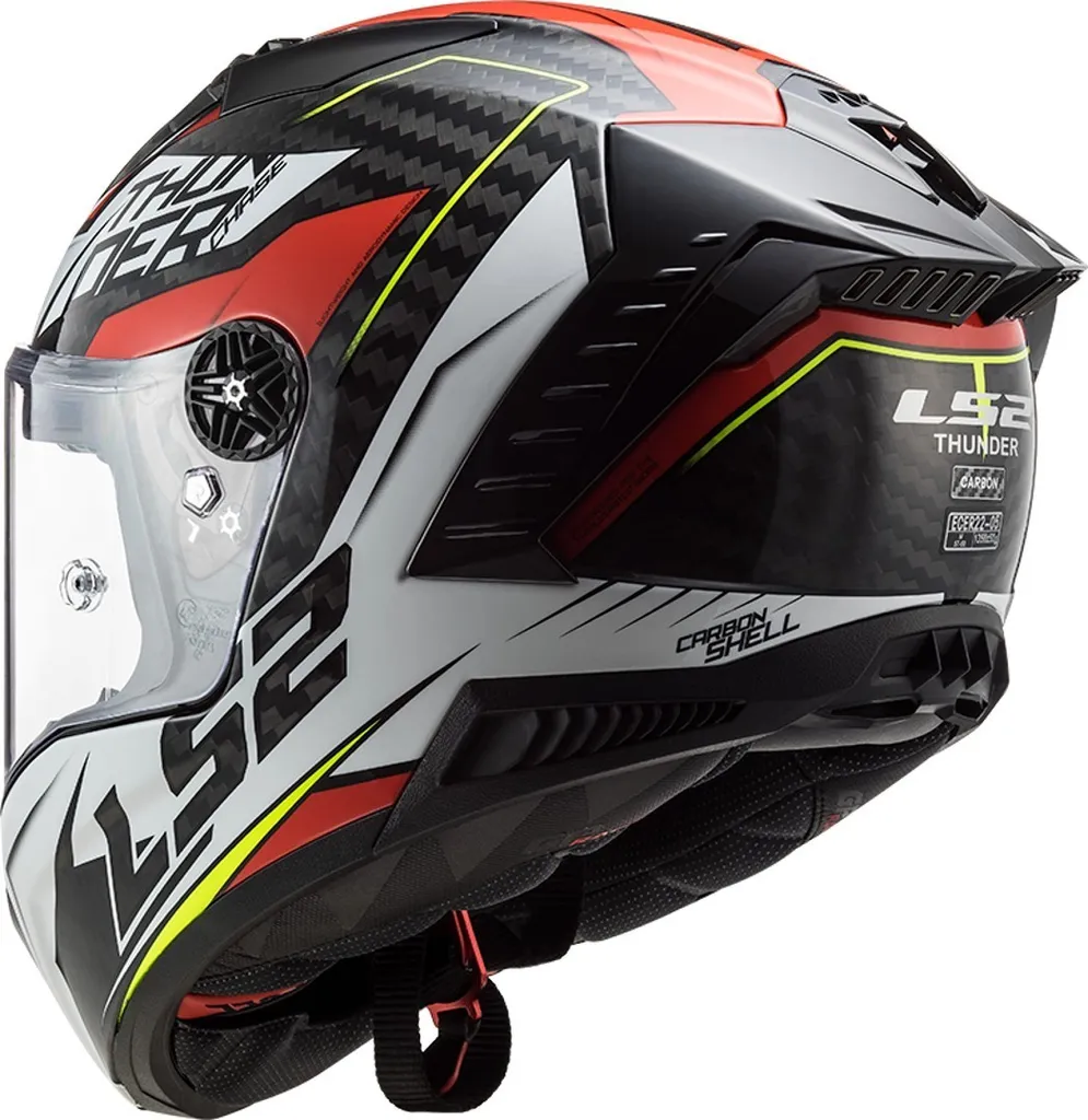 Casque LS2 FF805 Thunder Carbon Anti Fatigue Cervicale Blanc Rouge S