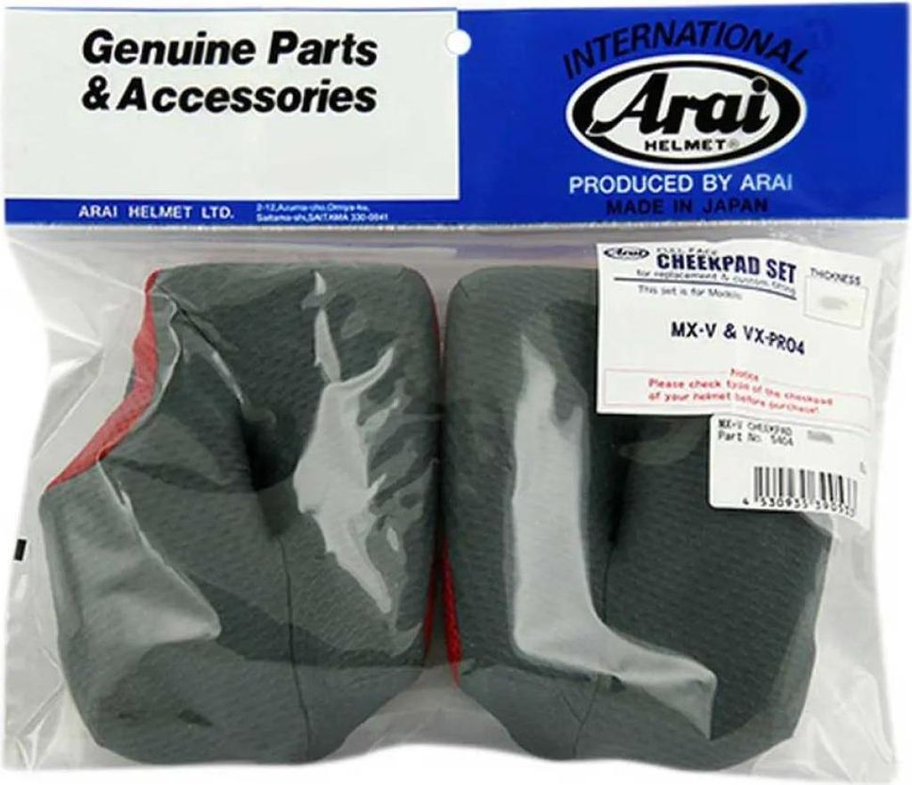 ARAI Dry-Cool Cheek Pads 20mm (XXL Standard Thickness) for MX-V Helmet