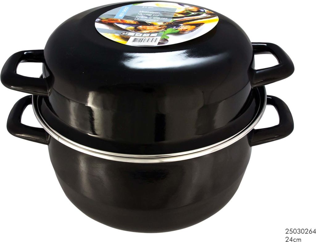 Padella per cozze 24 cm Smalto nero Immagine del prodotto 