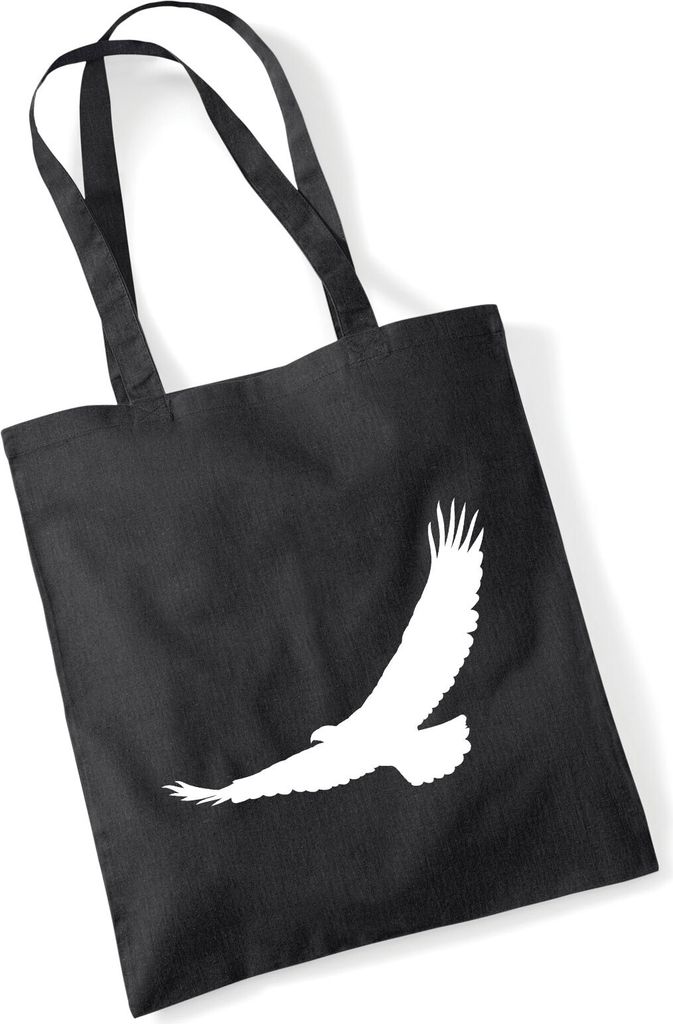 Huuraa Jutebeutel Eagle Silhouette Adler 10 Liter Black Baumwolle Tasche Geschenkidee
