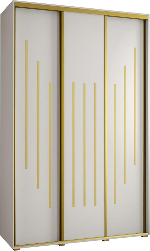 MEBLE KRYSPOL Davos 8 Schrank, drei Türen - 235,2x150x60 cm - Weiß Weiß Gold