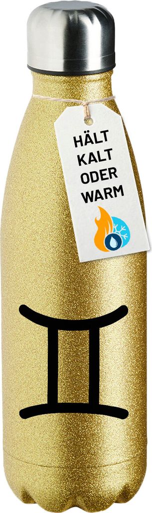 Huuraa Trinkflasche Zwillinge Sternzeichen Zeichen 500ml Gold Edelstahl Wasserflasche Trinkflasche Geschenkidee