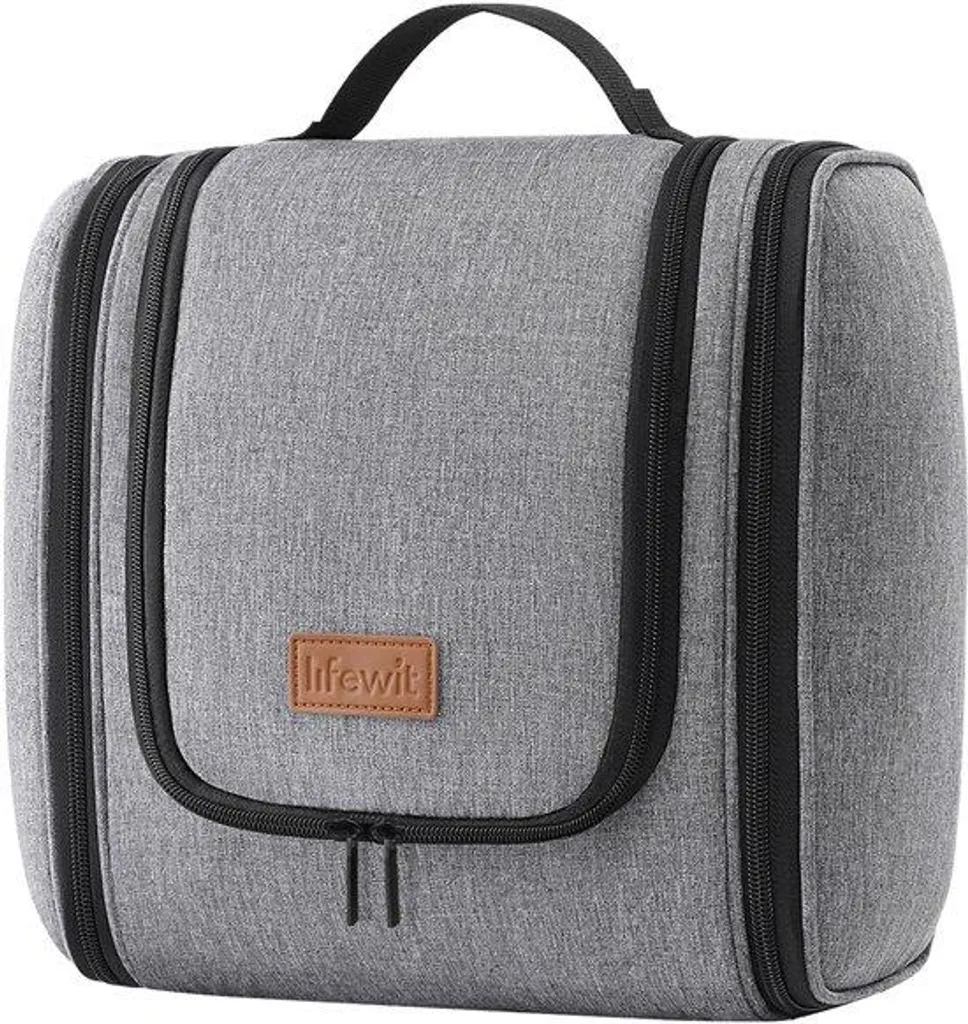 Grand vanity de toilette gris étanche pour homme et femme voyageur