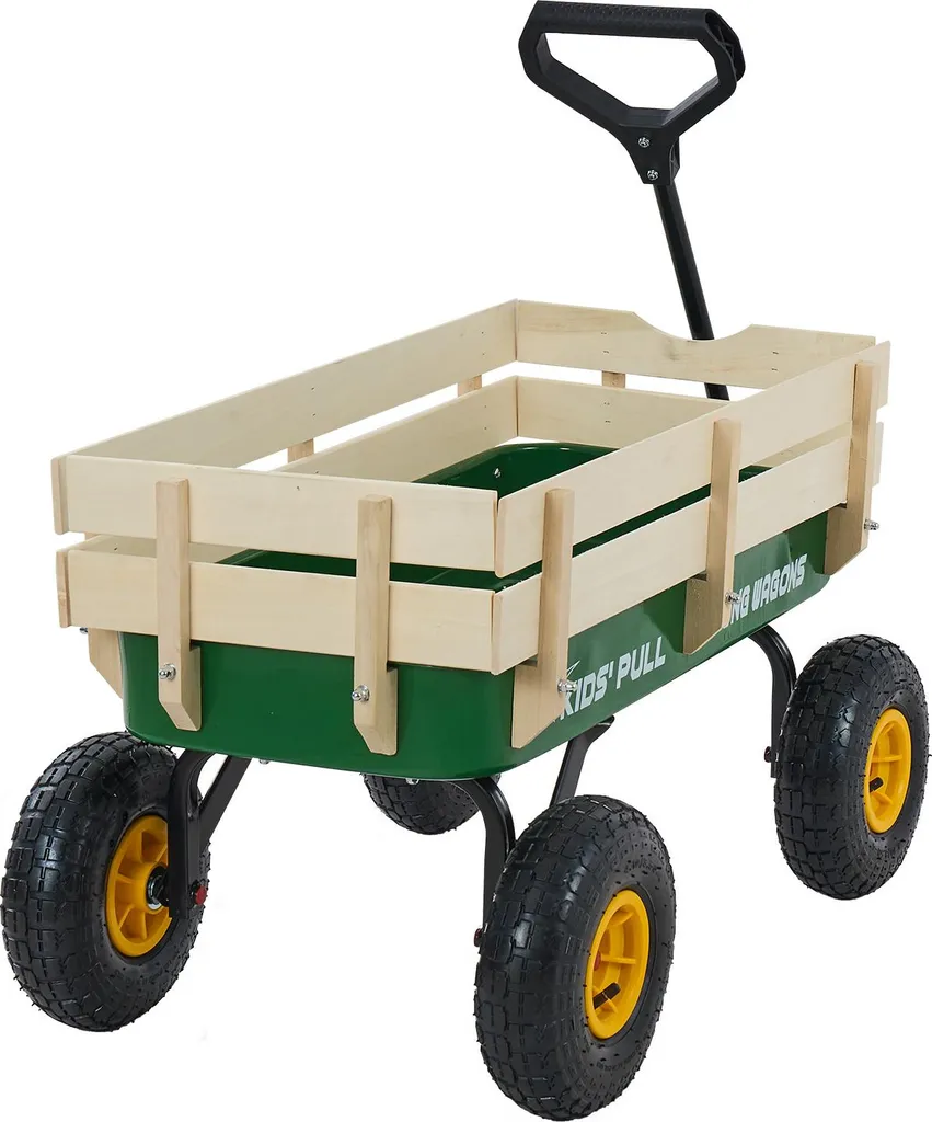 Chariot à Main 150kg en Bois Robuste et Métal pour Enfant dès 5 Ans