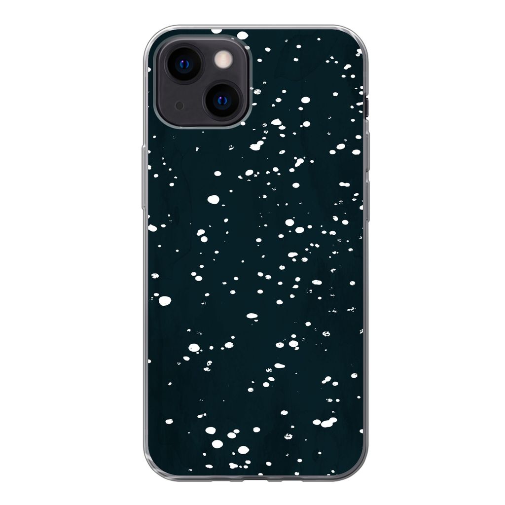 MuchoWow Handyhülle Schutzhülle Hülle für iPhone 13 mini Polka dots - Schwarz - Weiß Silikon Softcase Handy Hülle - Softcase
