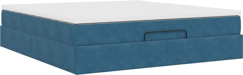 Ottoman-Bett mit Matratze Dunkelblau 180x200 cm Samt