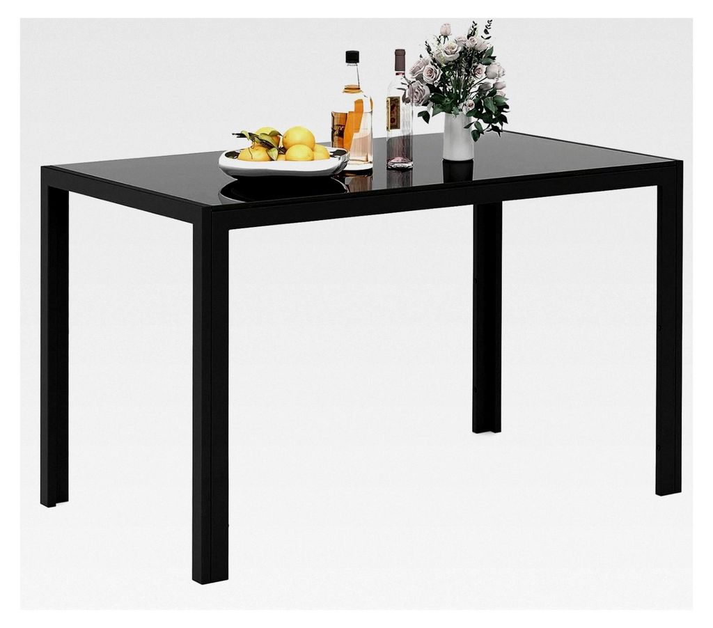 Rechteckiger Esstisch aus Glas mit stabilen Metallbeinen, Küchentisch für 4 Personen, Moderner Tisch für Küche, Esszimmer, Restaurant, 120 x 70...