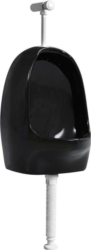 vidaXL Wandurinal mit Spülventil Keramik Schwarz Produktbild 
