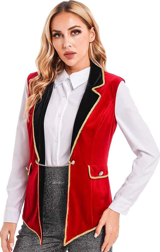 Vintage Ringmaster Eleganz : Damen Samt Blazer Gr. L mit Stehkragen, Quasten und Zirkusflair