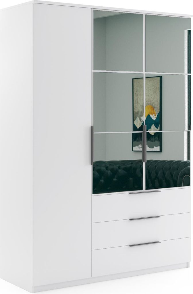 FurMeb24 Schrank FLORENCJA 150X215 cm Kleiderschrank mit Spiegel - Wei