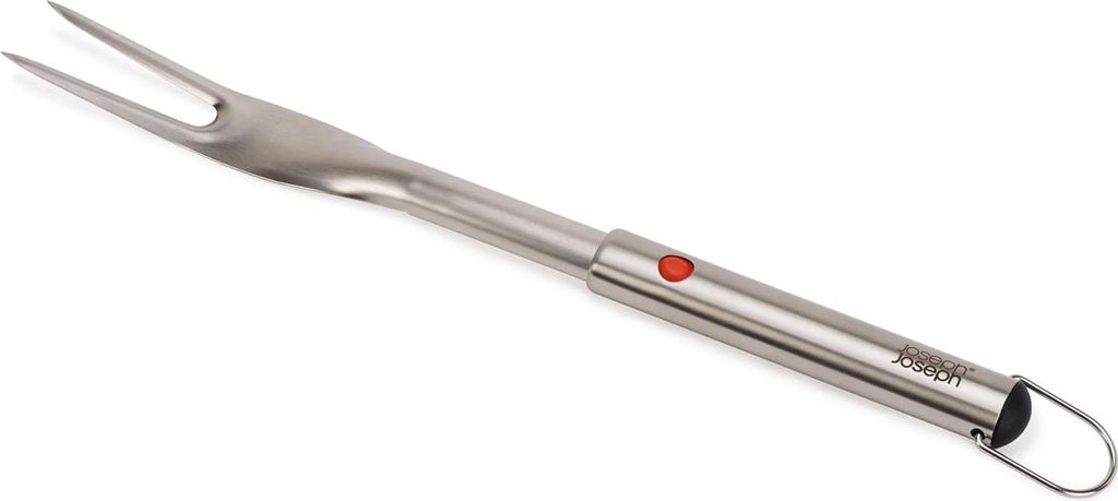 GrillOut Joseph Joseph Gabel, mit ausziehbarem Griff, ideal für BBQ, Design de Edelstahl, scharfe Zinken, einziehbarer Kopf zur Aufbewahrung, e...