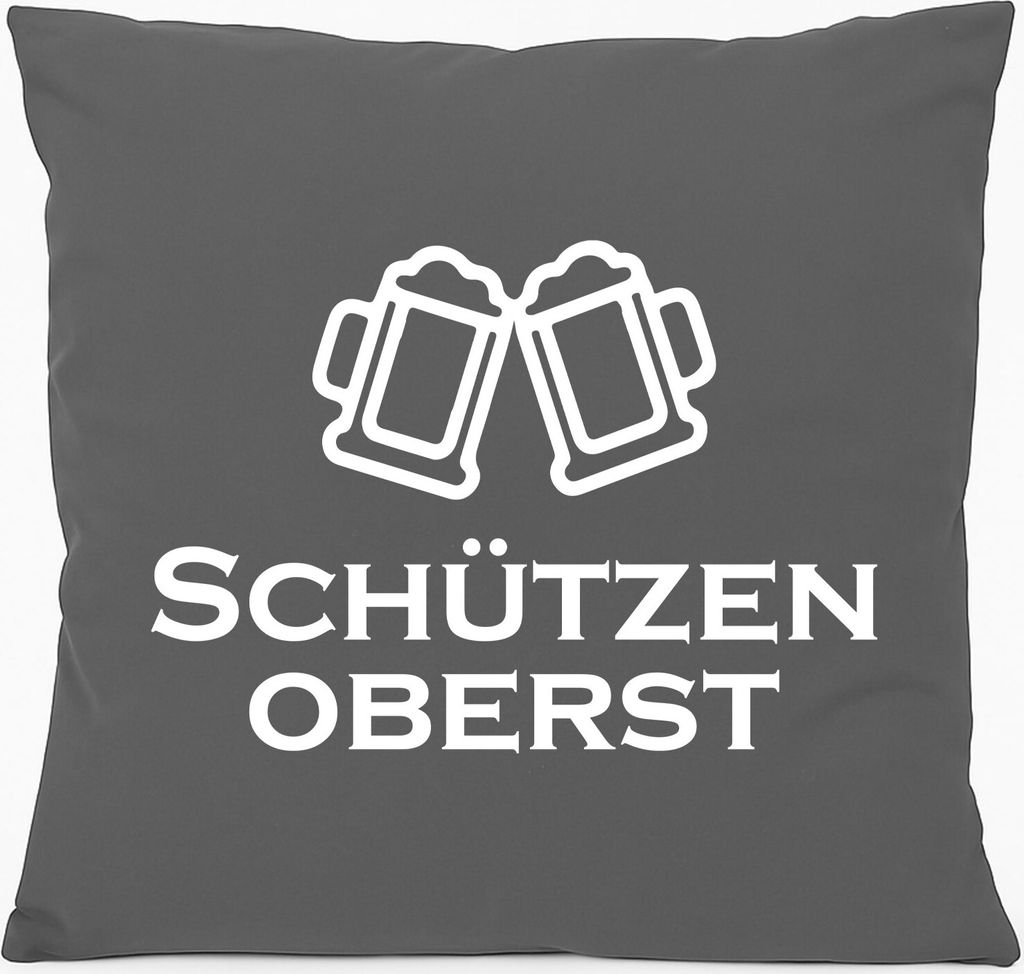 Huuraa Kissen Schützenoberst Schützenfest 40x40cm mit Füllung Steel Grey Baumwolle Dekokissen Geschenkidee