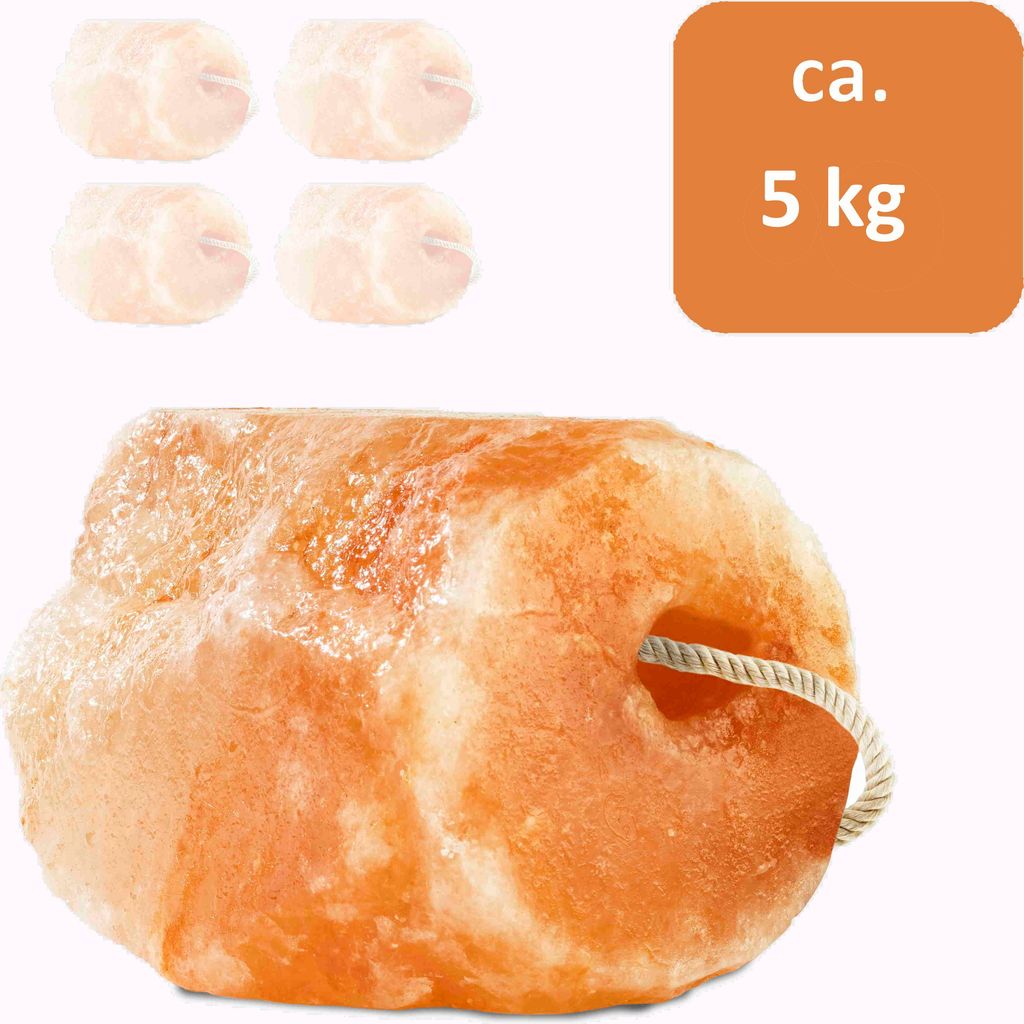 Hochwertiger Salzleckstein “Bergkristall” 1 x Leckstein mit Kordel, insgesamt ca. 4,7 - 5,3 kg, für Pferde, Schafe, Rinder, Wild - Mineralleck...