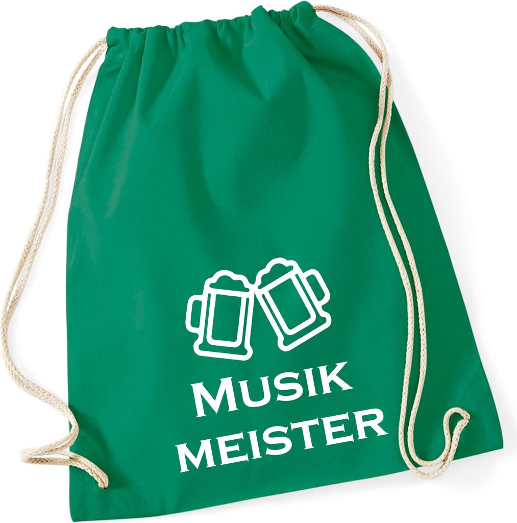 Huuraa Turnbeutel Musikmeister Spielmanszug 12 Liter Kelly Green Baumwolle Rucksack Geschenkidee