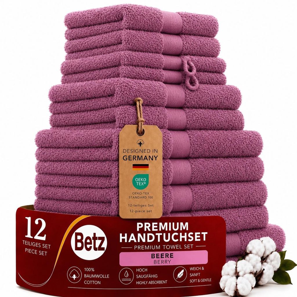 Betz Premium Handtuch-Set 12-teilig – 100% Baumwolle – ®  – Produktbild  KI-generiertes Bild