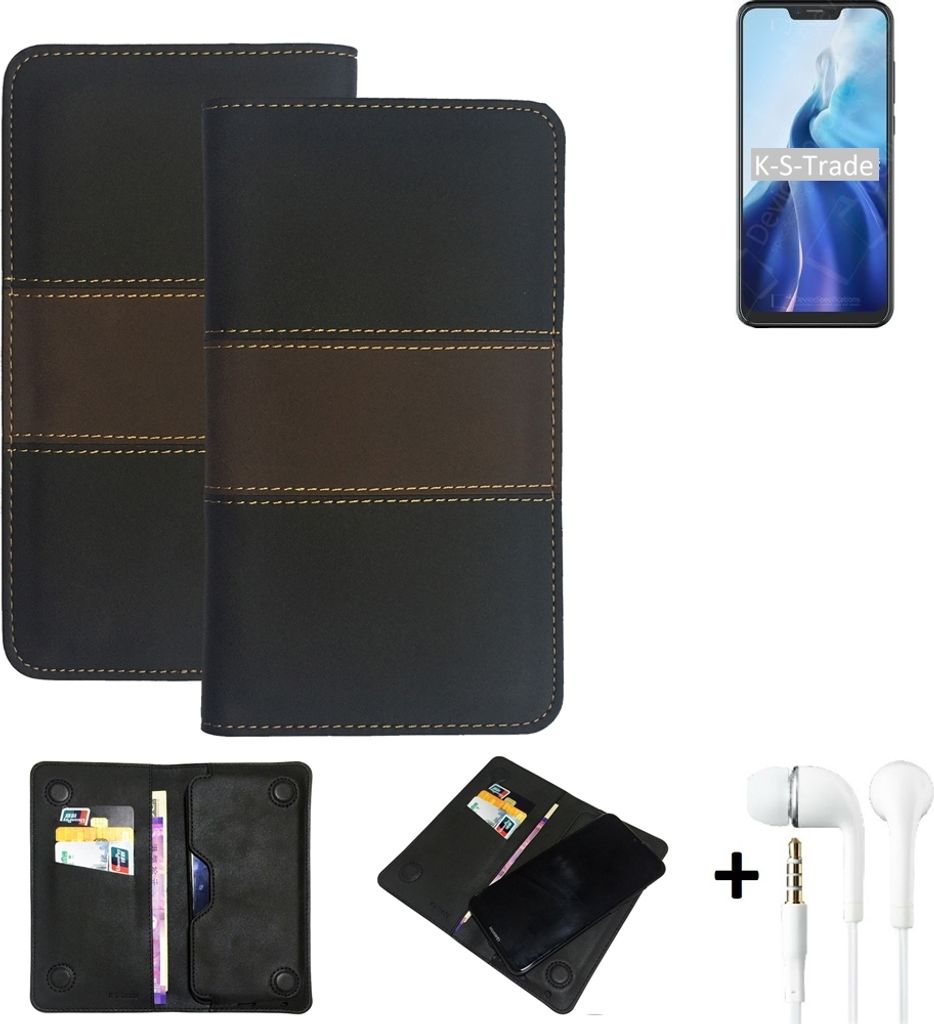 K-S-Trade Handyhülle + Kopfhörer kompatibel mit Cubot C20 Schutzhülle Walletcase Bookstyle Tasche Schutz Case Hülle Wallet Cover Kunstleder