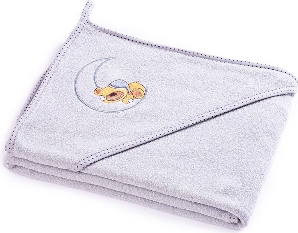 SENSILLO Baby Bademantel Handtuch Kapuze 100x100 Baumwollfrottee Bärchen Grau