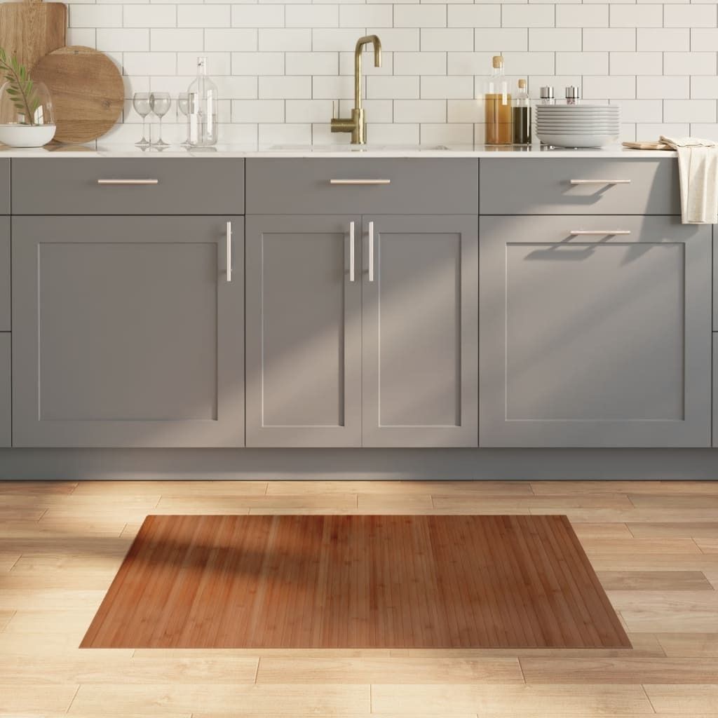 Design Teppich Rechteckig Braun 70x100 cm Bambus, Designerteppiche 2024 Neu