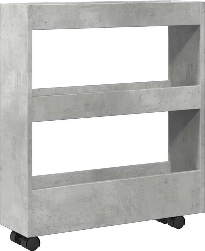 vidaXL Chariot de rangement Étroit 3 niveaux Gris Béton Bois composite