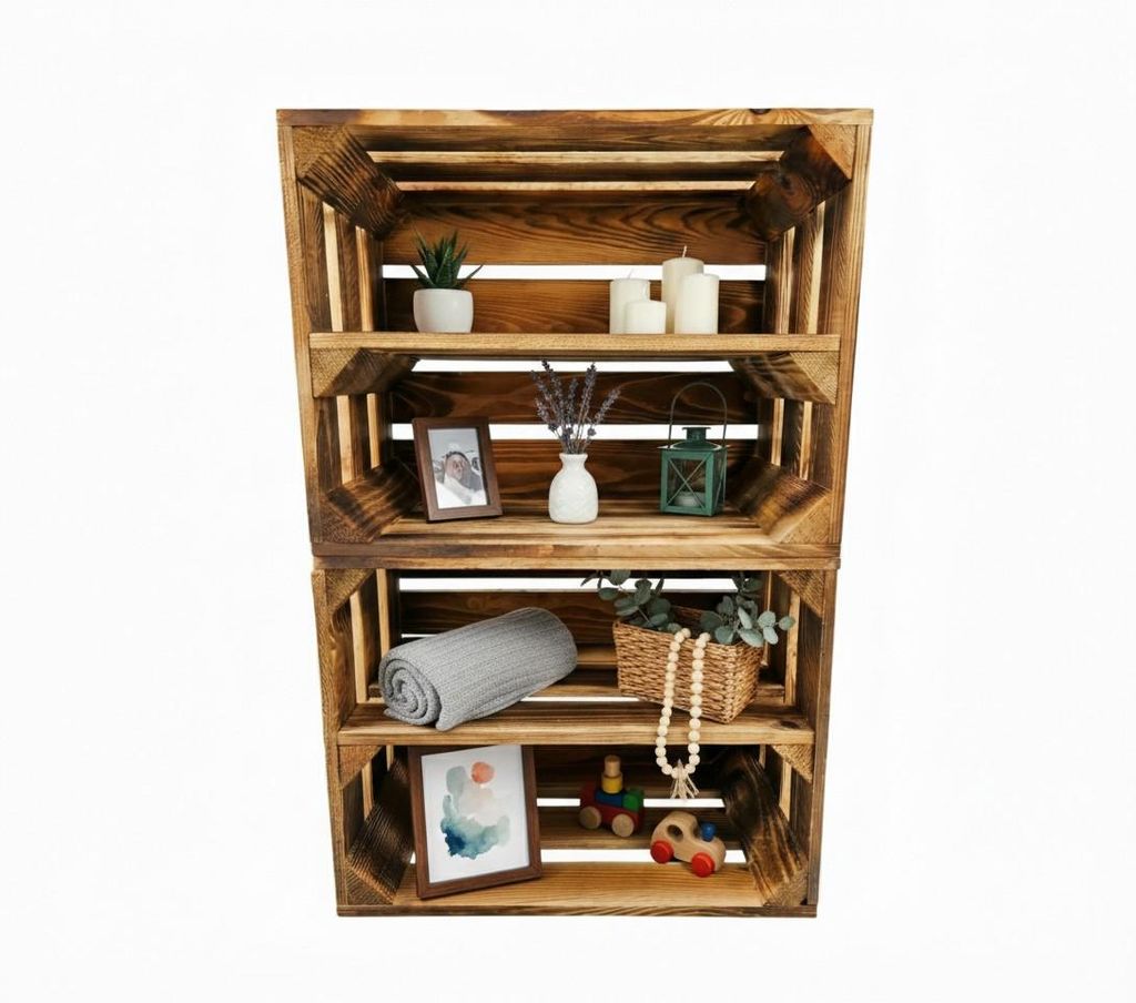 Cassa in legno fiammato 40x30x25 cm - Cassa per frutta Immagine del prodotto 