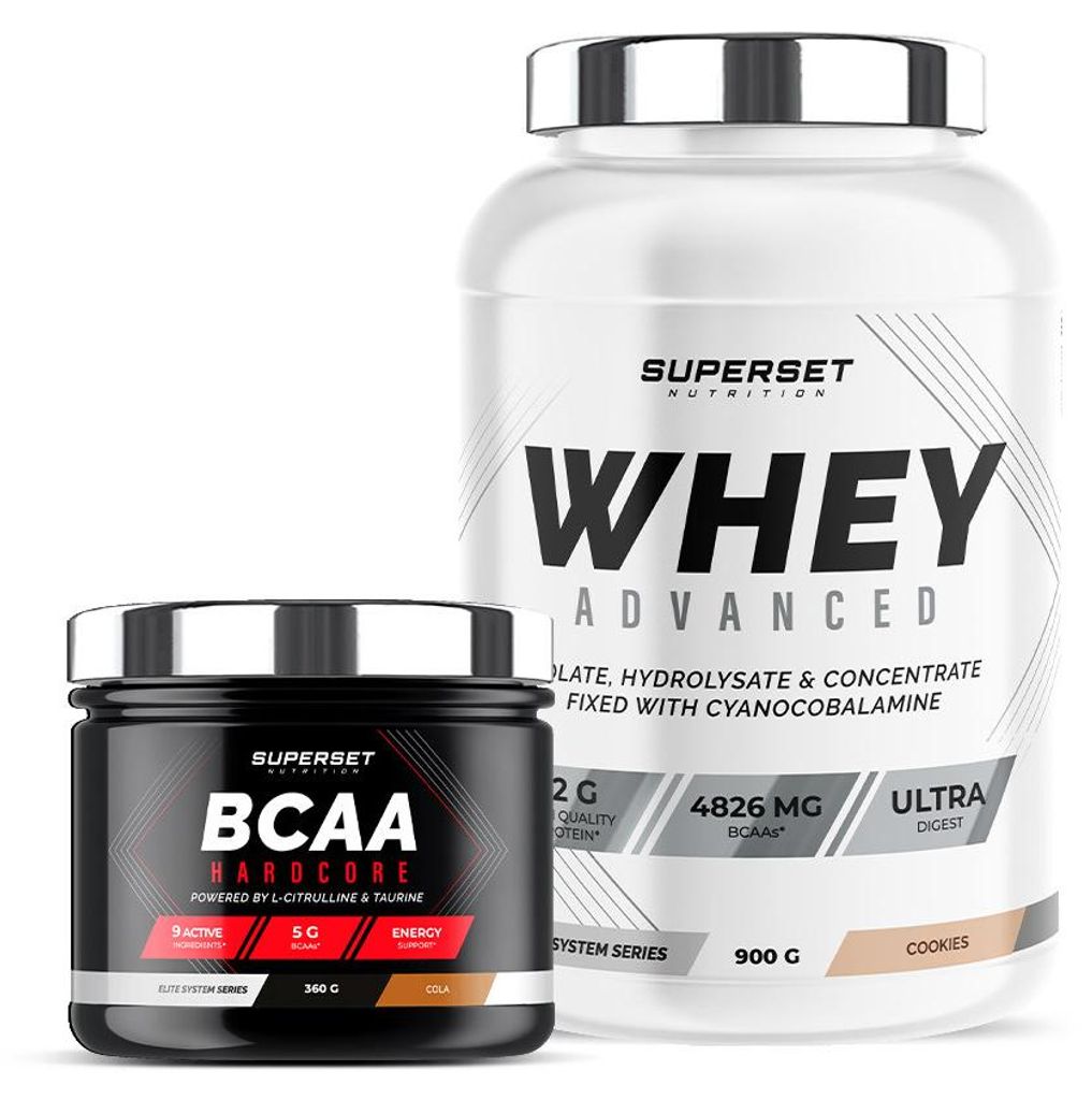 Muscle Shaping Programm - 100% Whey Protein Advanced 900g Cookies - BCAA Hardcore Cola