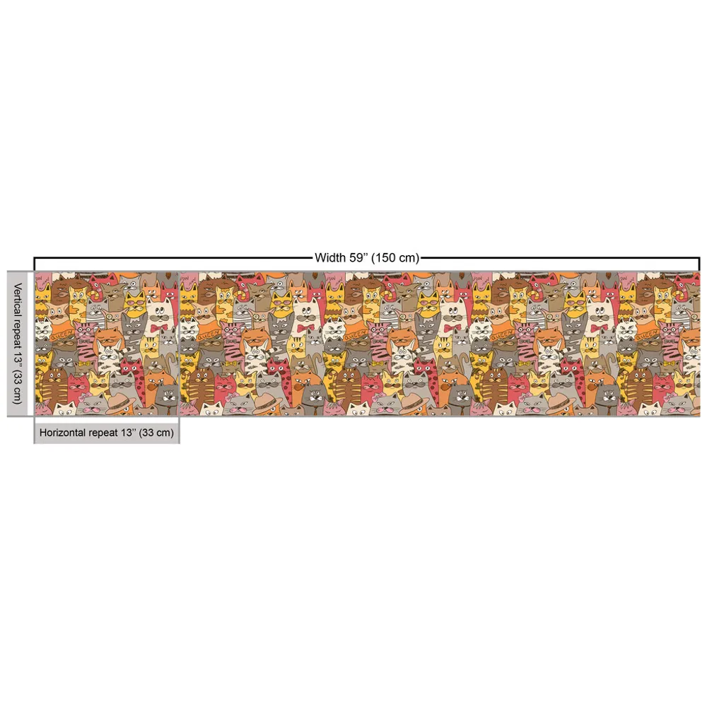 Tissu Microfibre Multicolore au Mètre Motif Chat Abstrait 10 Mètres - 3