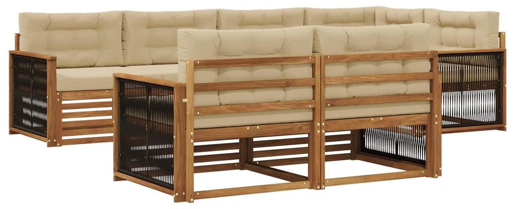 vidaXL Outdoor-Sofagarnitur mit Kissen 7 pcs Natur und Beige