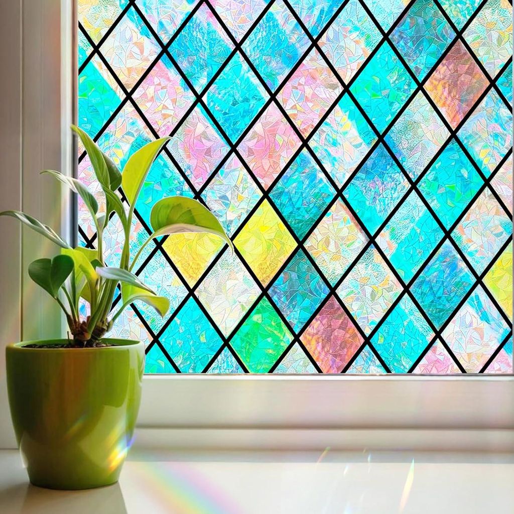 Selbstklebende Regenbogen-Fensterfolie 3D-Effekt Privacy 50x300 cm Linarun