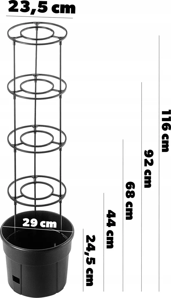 Pot de Fleur pour Tomates avec Support de Croissance Vertical 116 cm
