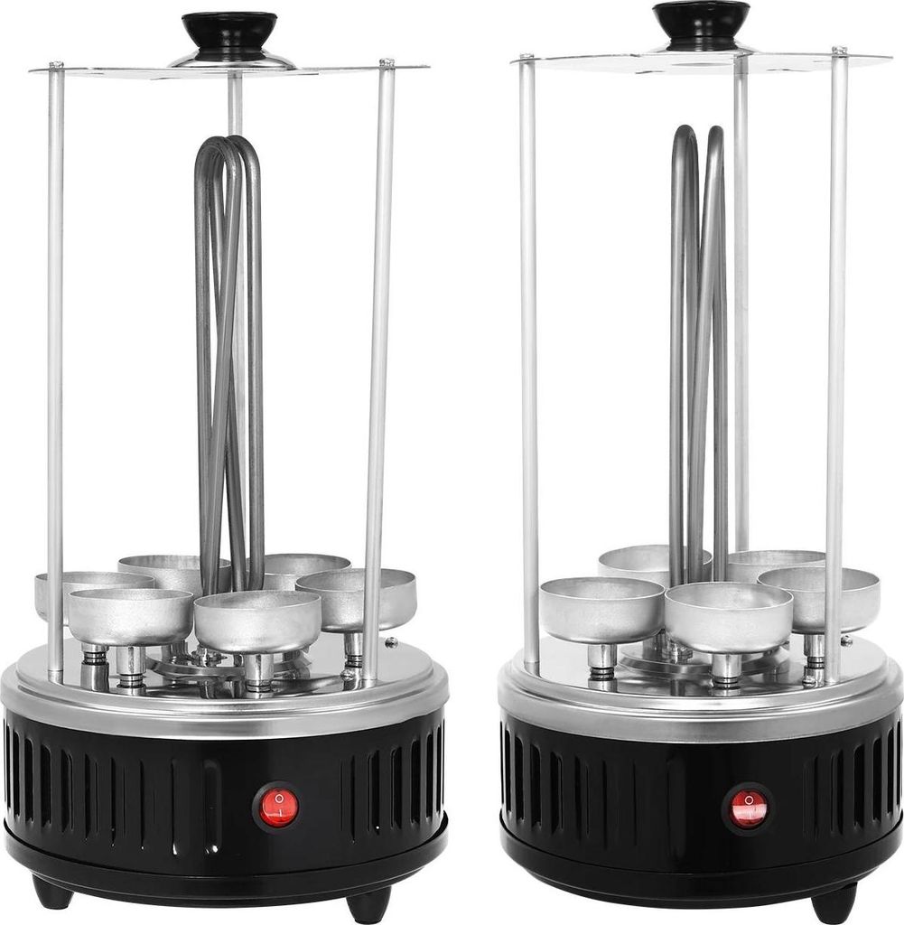 SW-5 vertikaler Elektrogrill, 1000 W, Edelstahl, automatische Rotisserie, 6 Spieße, rauchfrei, rot