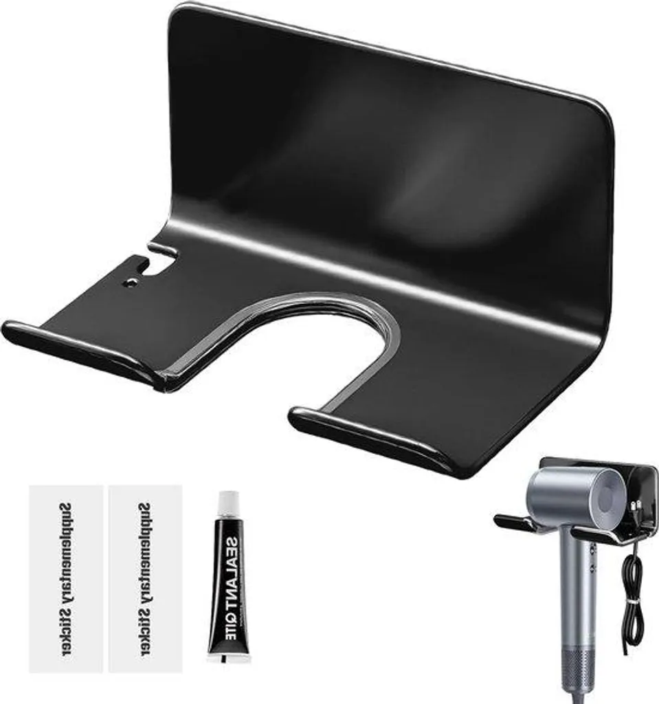 Support mural pour accessoires de coiffure noir robuste montage facile