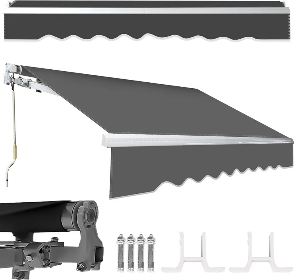 Store de balcon imperméable et anti-UV gris 300x250 cm haute qualité