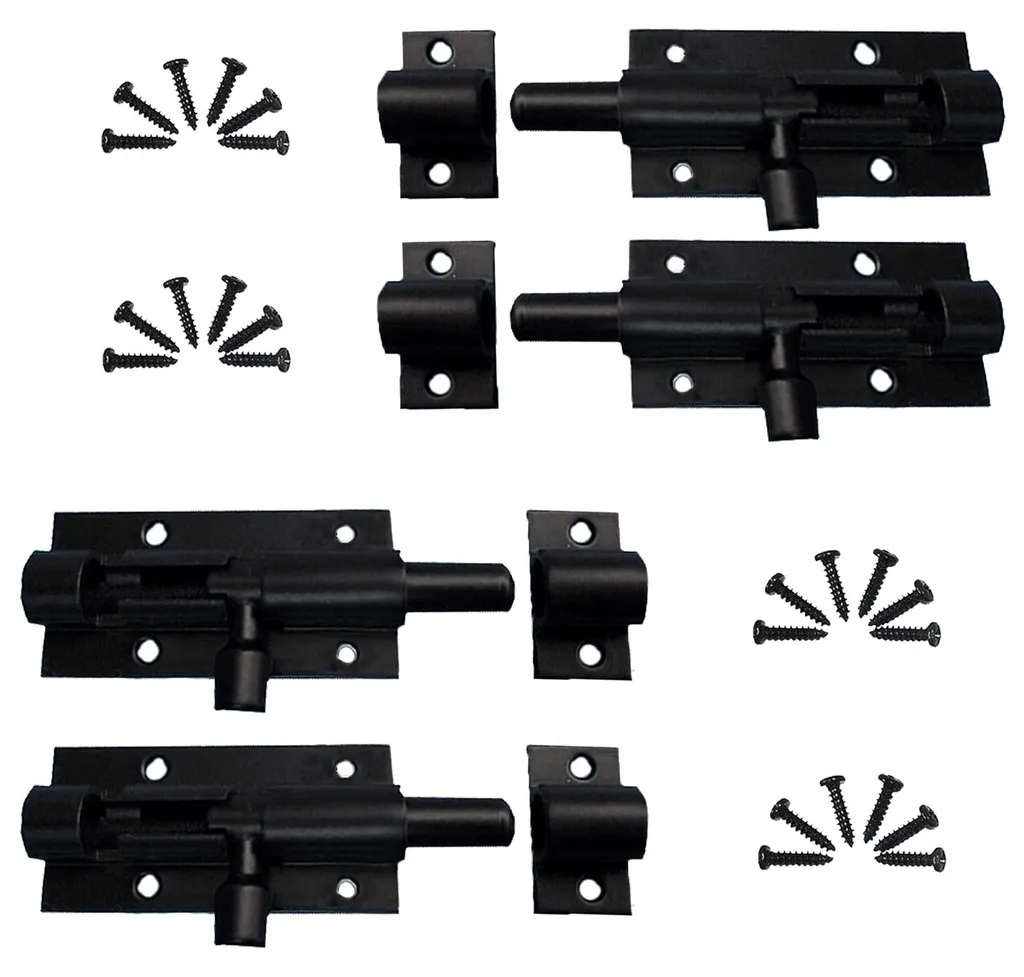 Serrure Coulissante Robuste Noire 63mm, Verrou d'Aluminium Haute Qualité