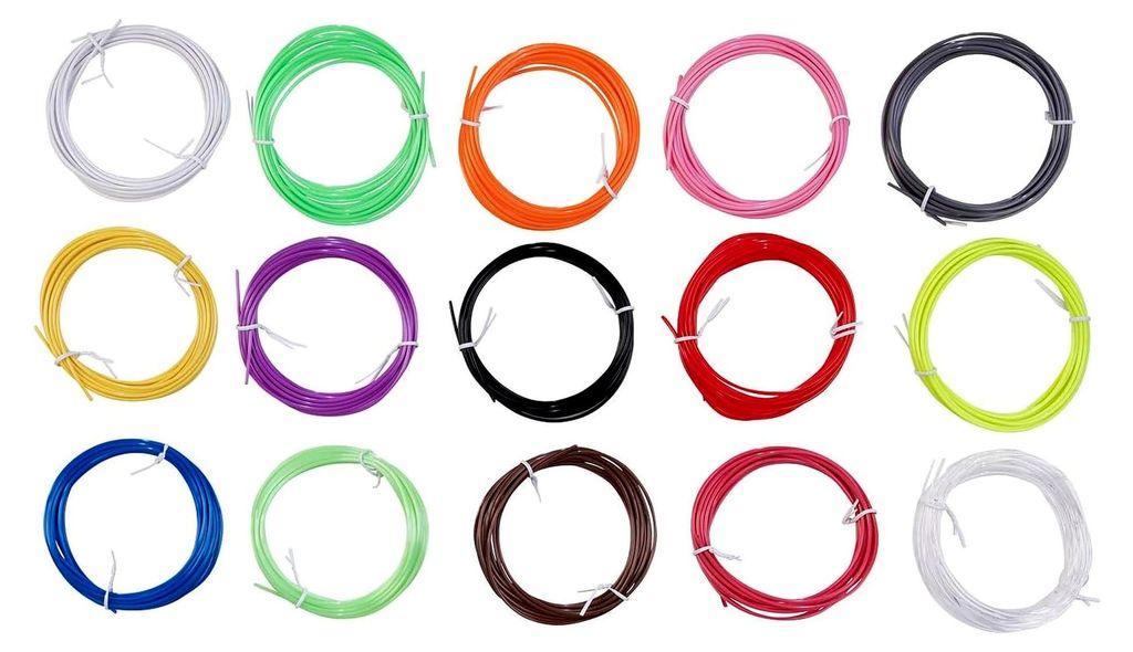 FreeSculpt 3D Stift Starterset: 15-farbiges PLA-Filament-Set für 3D-Drucker-Stifte, je 3 m, Ø 1,75 mm
