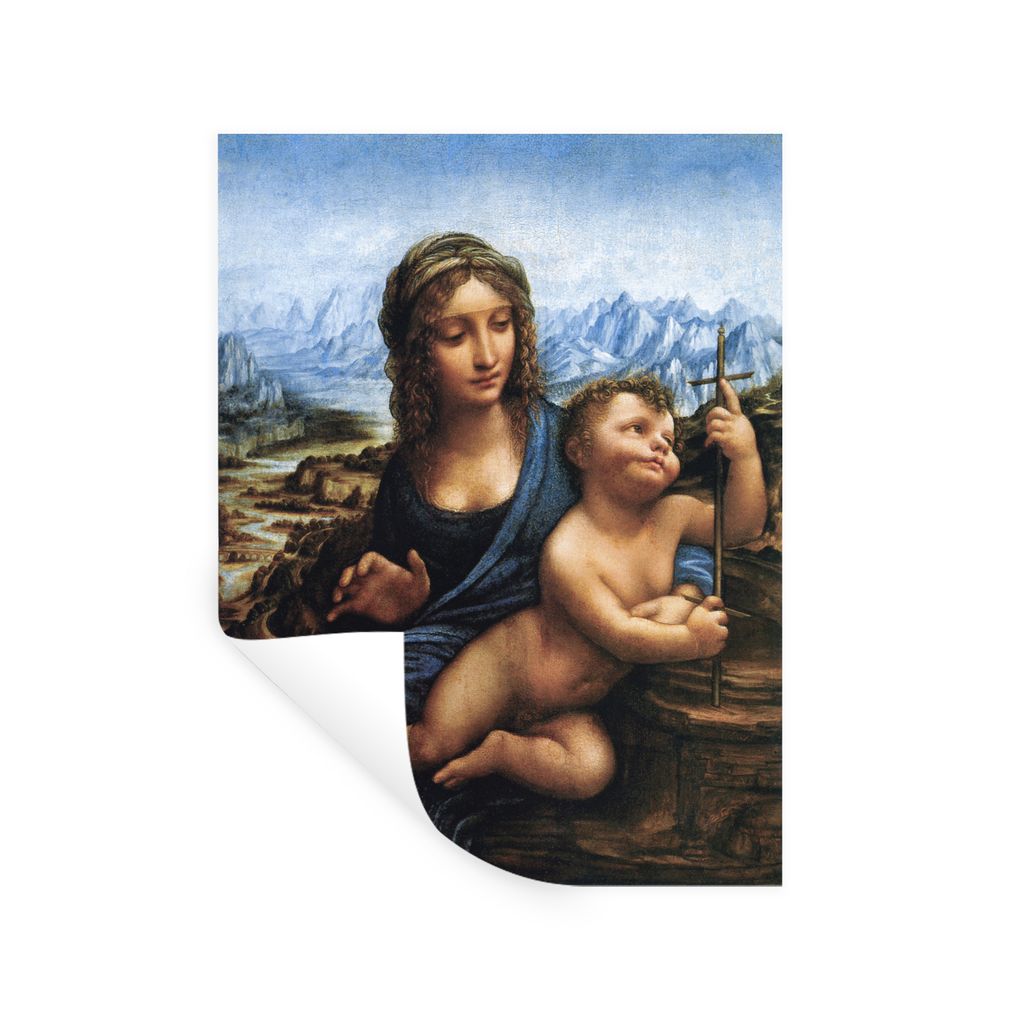 MuchoWow Wandtattoo Wandsticker Wandaufkleber Madonna des Garnwicklers - Leonardo Da Vinci 30x40 cm Selbstklebend und Repositionierbar - Sticker ...