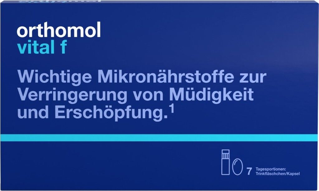 Orthomol Vital f - Mikronährstoffe für Frauen - bei Müdigkeit und Erschöpfung - mit B-Vitaminen, Omega-3-Fettsäuren und Magnesium - Trinkampul...