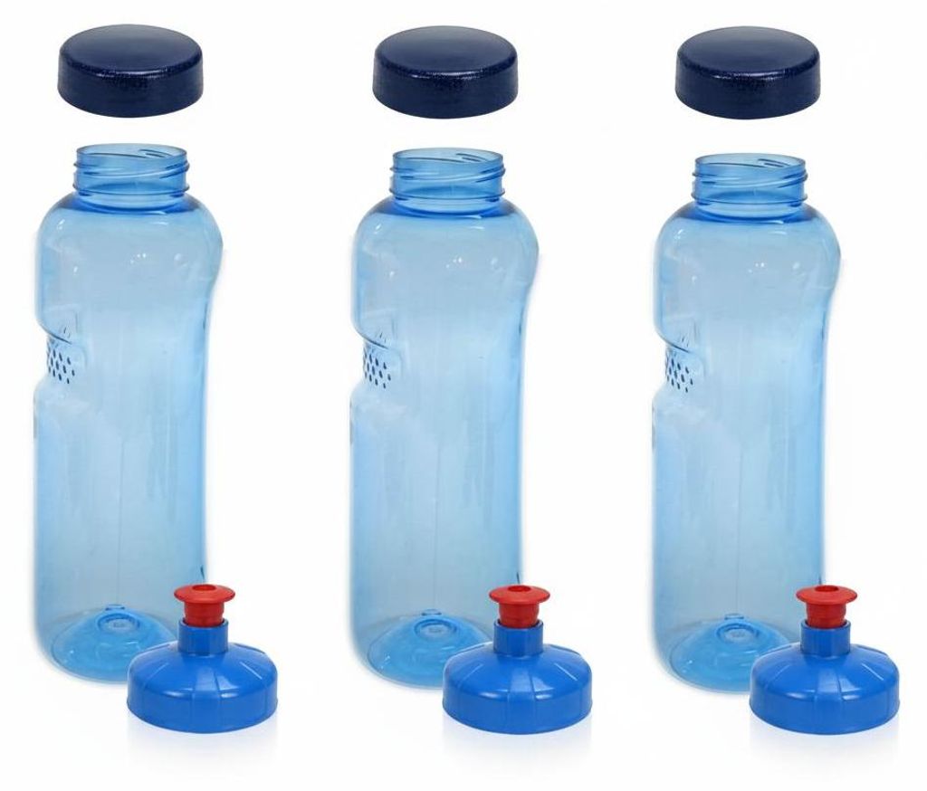 3x Kavodrink Tritan 0,75 L Wasserflasche (BPA frei) + 3x Trinkdeckel Push-Pull mit Trinknippel Flasche Sport